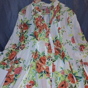 Palak Floral Women's Lightweight Long Sleeve Shirt Large